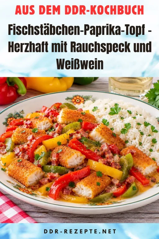 Fischstäbchen-Paprika-Topf – Herzhaft mit Rauchspeck und Weißwein