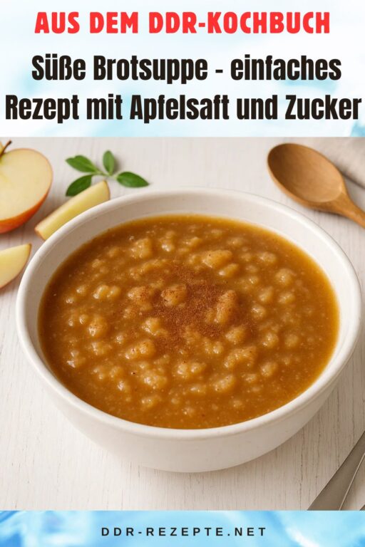 Süße Brotsuppe – einfaches Rezept mit Apfelsaft und Zucker