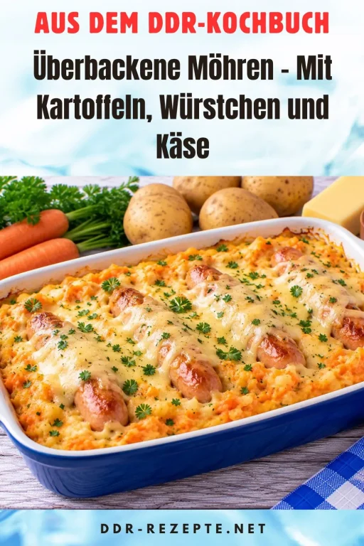 Überbackene Möhren – Mit Kartoffeln, Würstchen und Käse