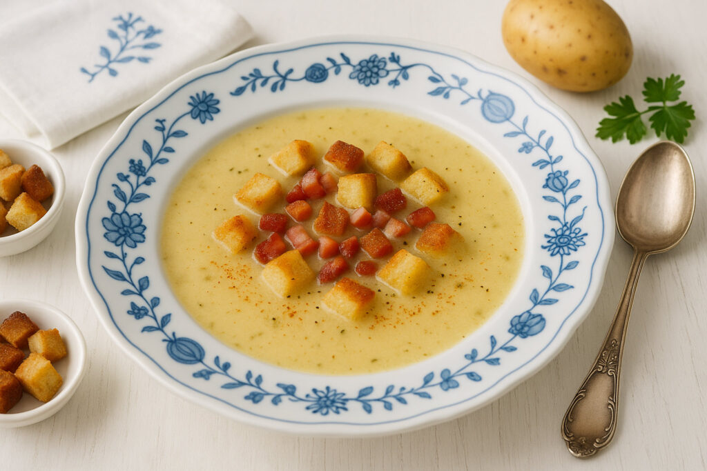 Kartoffelsuppe aus gekochten Kartoffeln