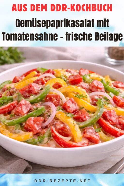 Gemüsepaprikasalat mit Tomatensahne – frische Beilage