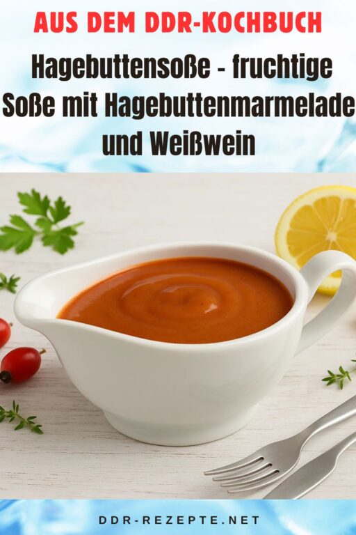 Hagebuttensoße – fruchtige Soße mit Hagebuttenmarmelade und Weißwein