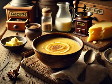 Dunkle Käsesuppe mit Milch