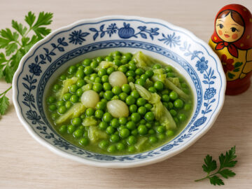 Grüne Erbsen auf französische Art