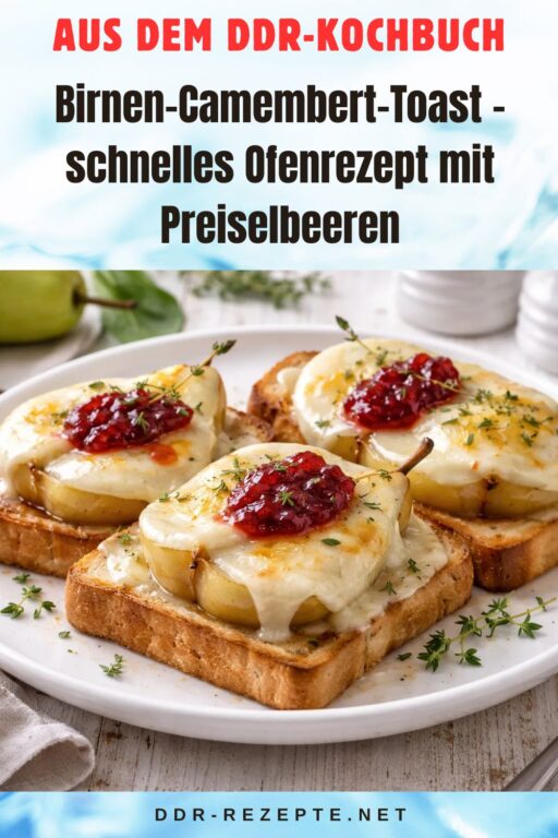 Birnen-Camembert-Toast – schnelles Ofenrezept mit Preiselbeeren