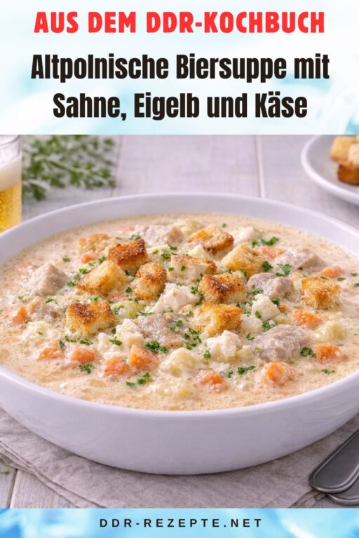 Altpolnische Biersuppe mit Sahne, Eigelb und Käse