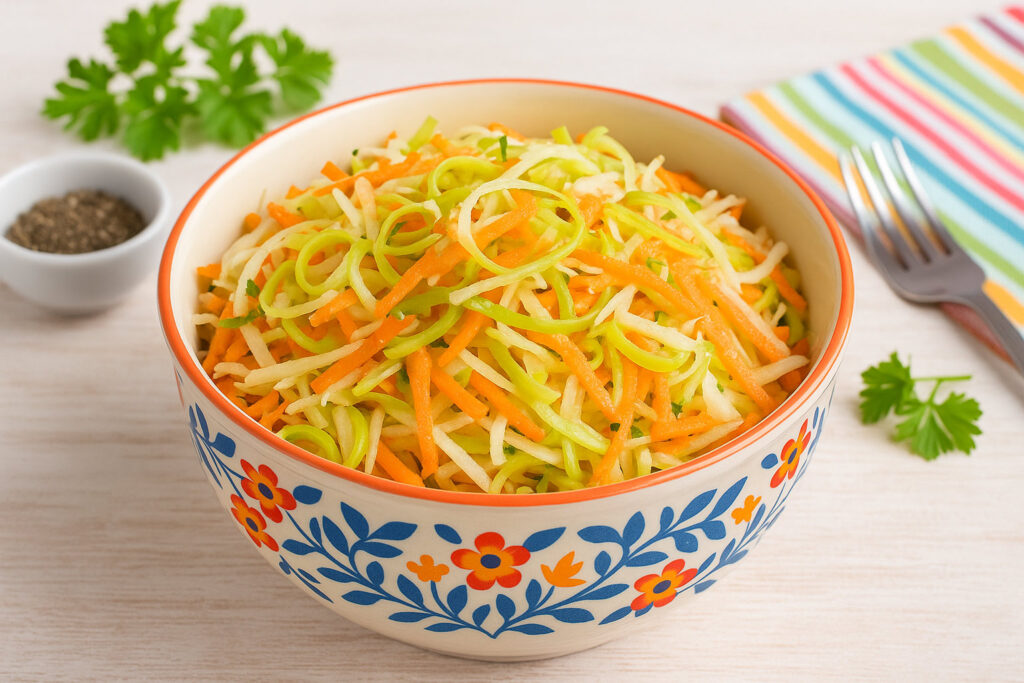 Porree-Sellerie-Möhren-Frischkost-salat