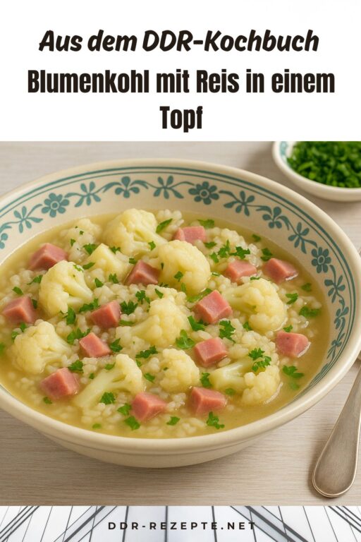 Blumenkohl mit Reis in einem Topf