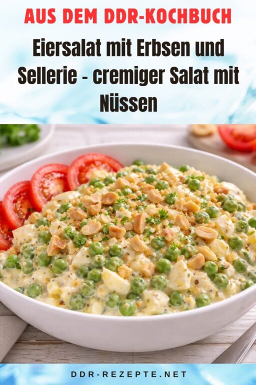 Eiersalat mit Erbsen und Sellerie – cremiger Salat mit Nüssen