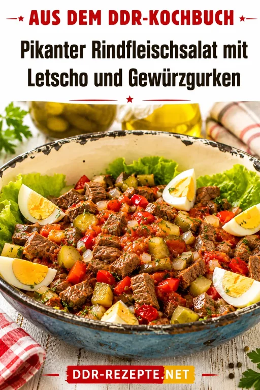 Pikanter Rindfleischsalat mit Letscho und Gewürzgurken