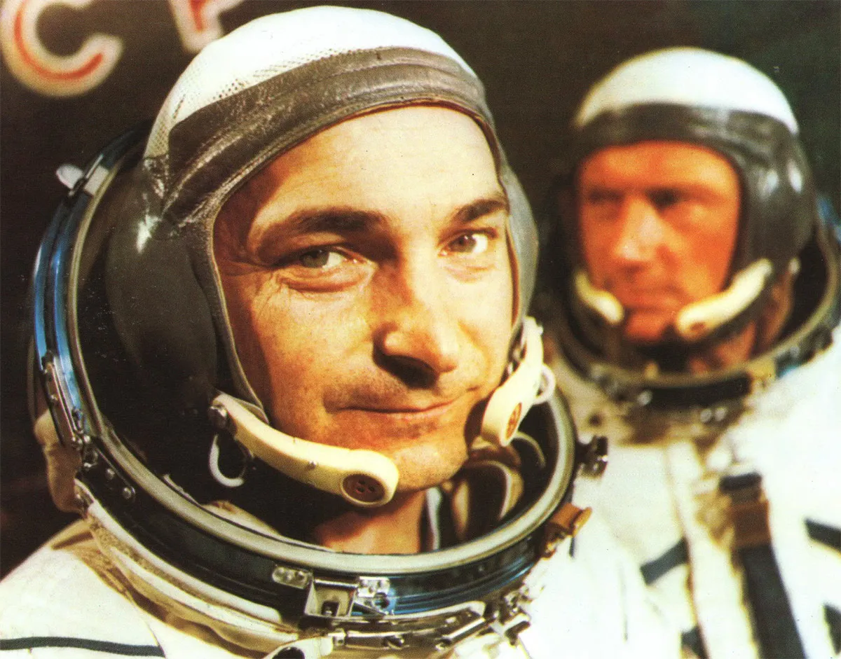 Waleri Bykowski im Raumanzug als Kommandant der Sojus 31 Mission 1978, erfahrener sowjetischer Kosmonaut und später Held der DDR
