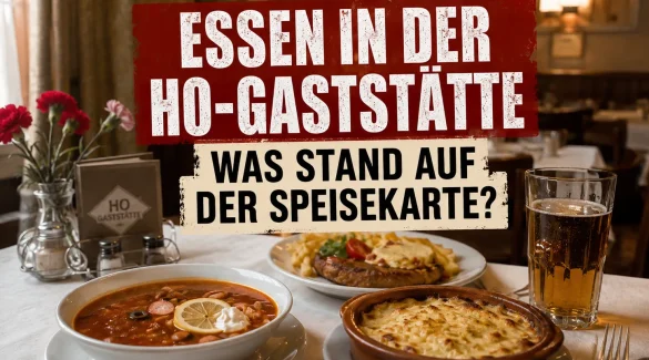 Essen in einer HO-Gaststätte der DDR mit Soljanka, Würzfleisch und Steak au four