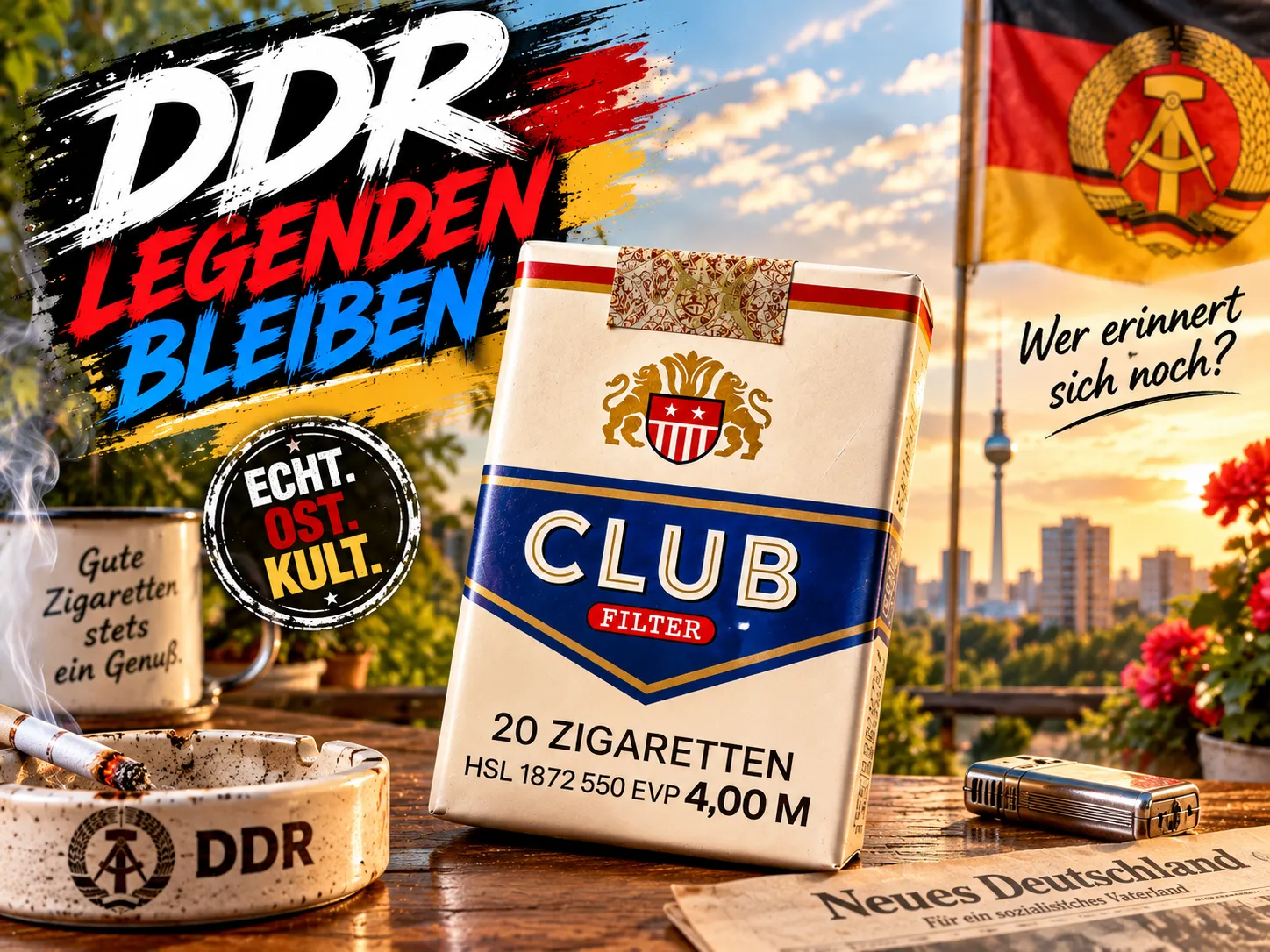 Club Filter Zigaretten aus der DDR mit historischer Zigarettenschachtel
