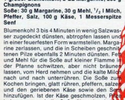 Blumenkohl und Champignons mit Käsesoße