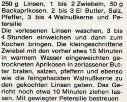 Linsen mit Backaprikosen