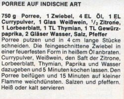 Porree auf indische Art