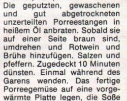 Porree in Rotwein